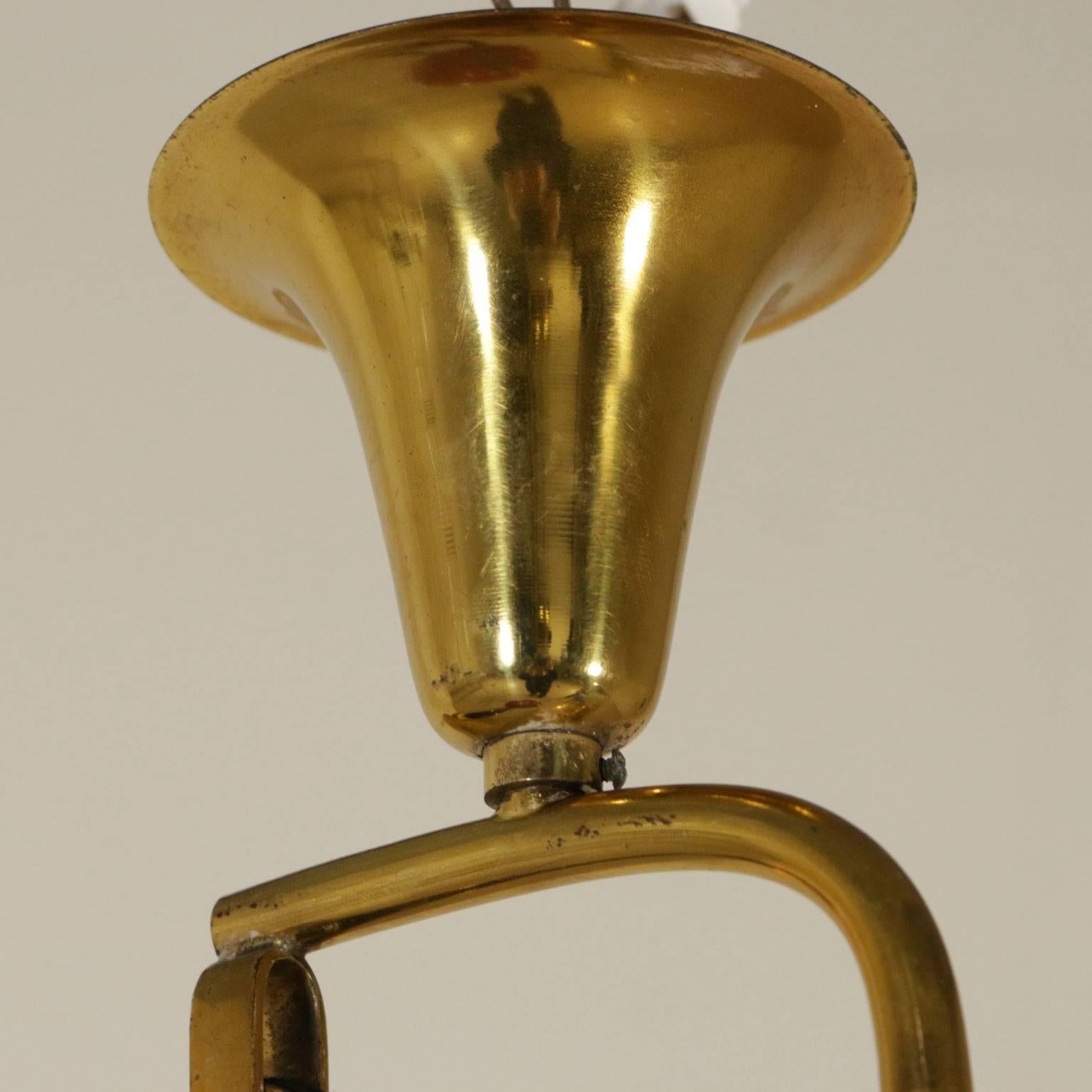 Italian Ceiling Lamp Lacquered Aluminium Brass Vintage, Italy, 1950s-1960s