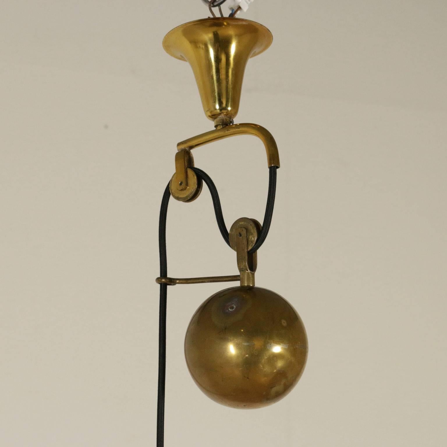 Ceiling Lamp Lacquered Aluminium Brass Vintage, Italy, 1950s-1960s In Good Condition In Milano, IT