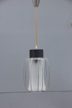 Deckenleuchte, minimalistisches Design, rund, schwarzer Stahl, italienisches Design, 1960 Glas