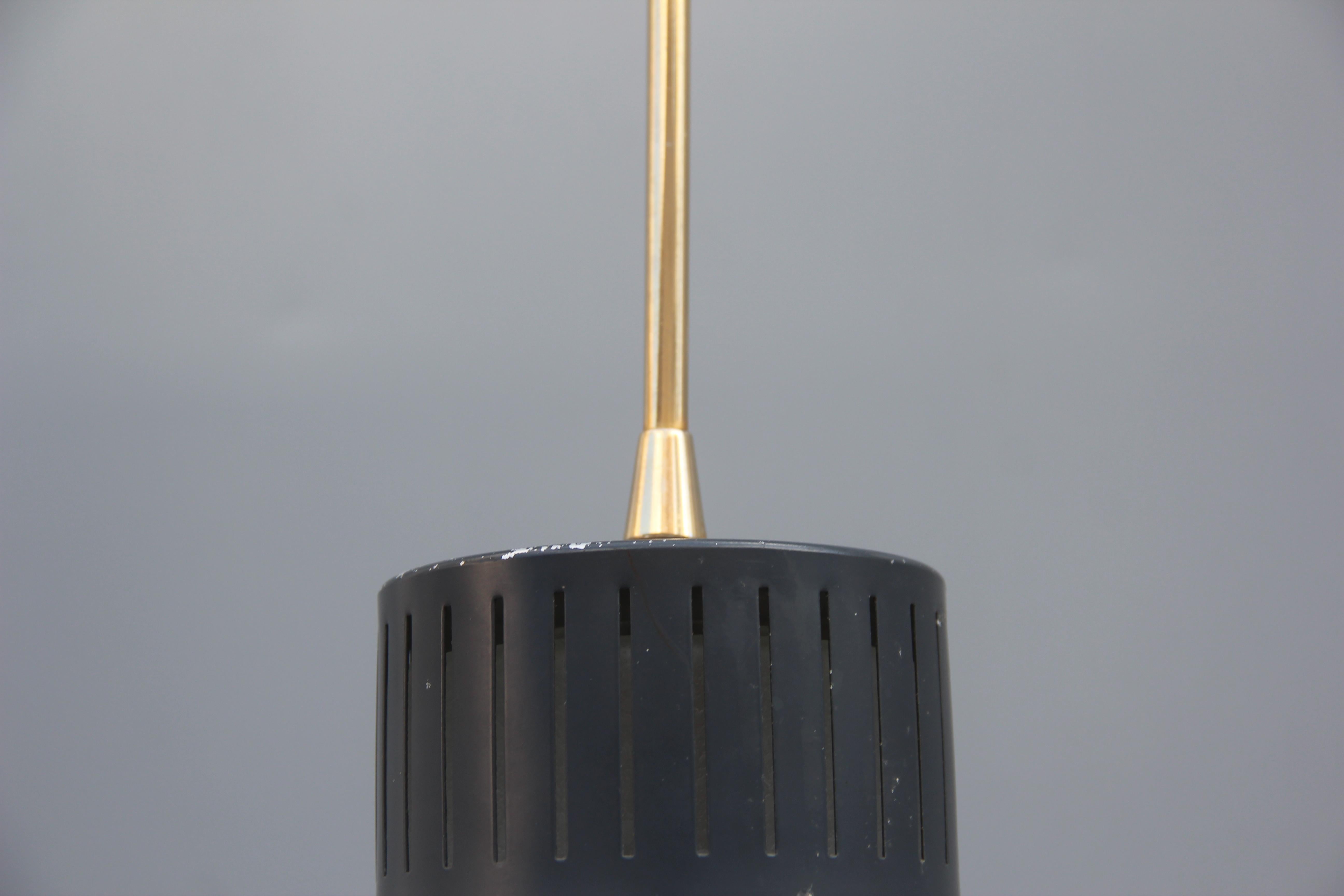 Ceiling Lamp Lantern Minimal Design Round Black Steel Italian Design, 1960 Glass For Sale 3