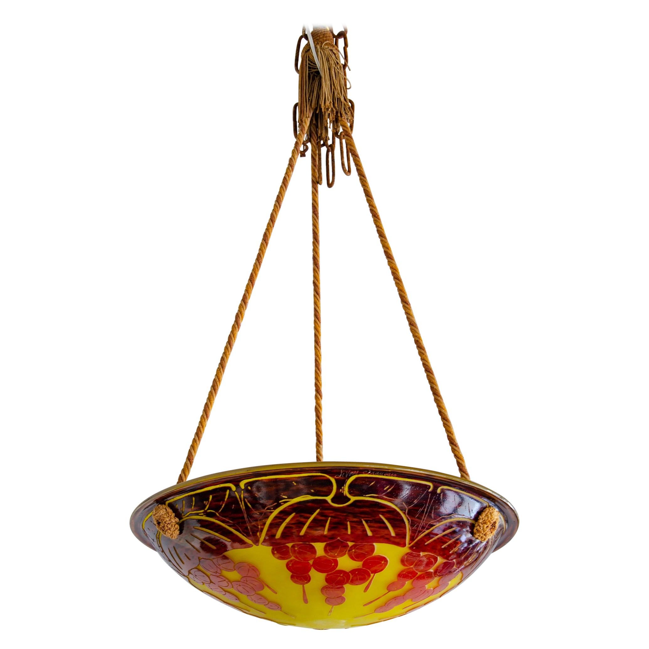 Ceiling Lamp Leverre Francais 'Orange' For Sale