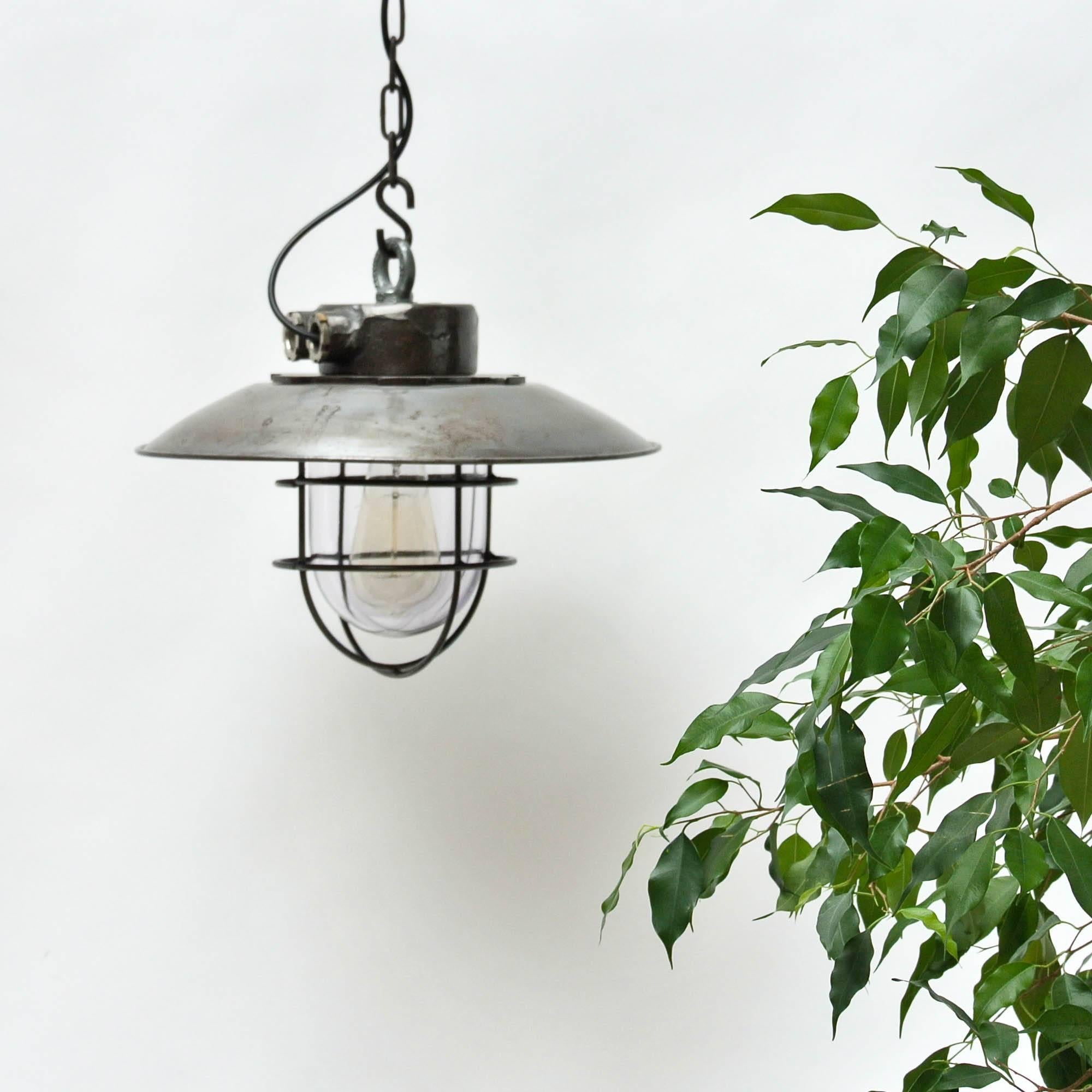 Ceiling Lamp Made of Steel with Light Shade, circa 1950 In Good Condition In Saint Ouen, FR