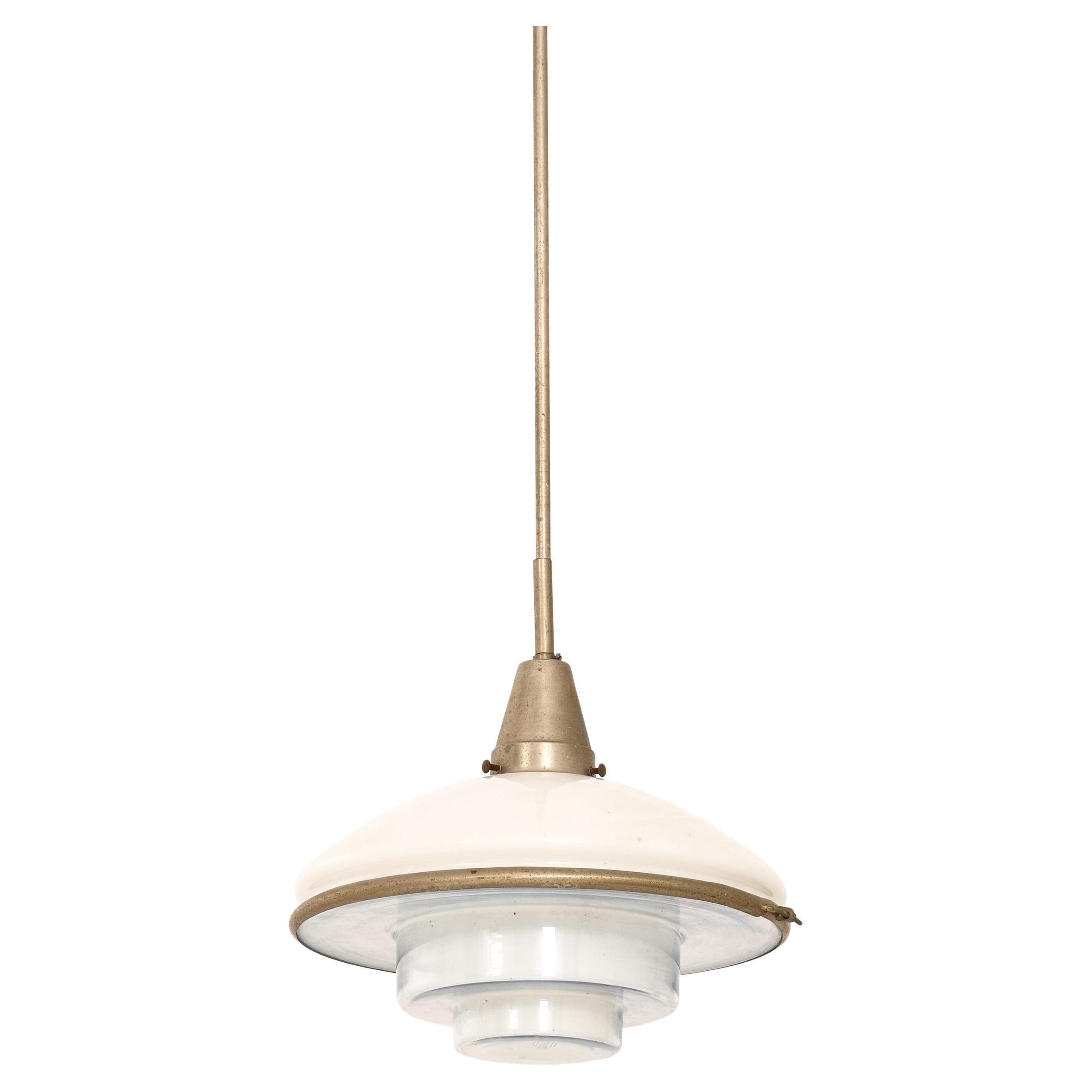 Lampada da soffitto Megaphos in metallo nichelato di C.F. Otto Müller, 1932 in vendita