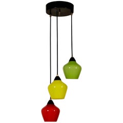 Ceiling Lamp Metal Colored Glass Vintage Manufactured in Italy, 1960s