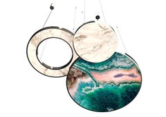 Ceiling Lamp Metal Frame Champagne Silver or Nickel Finish Custom in 50 Colors