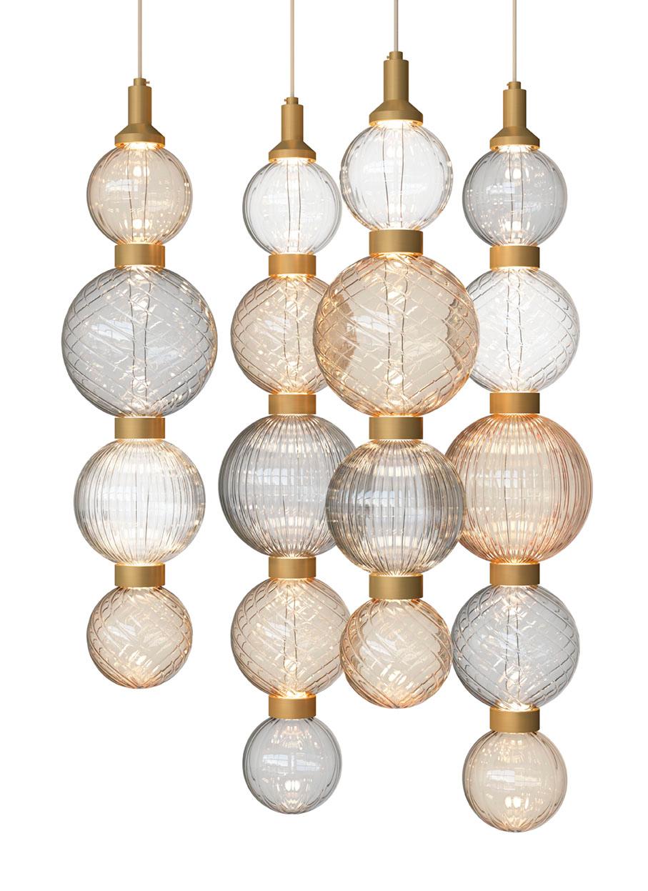 Italian Ceiling Lamp Metal Frame Spheres Pyrex Glass in Different Color Led Lighting For Sale