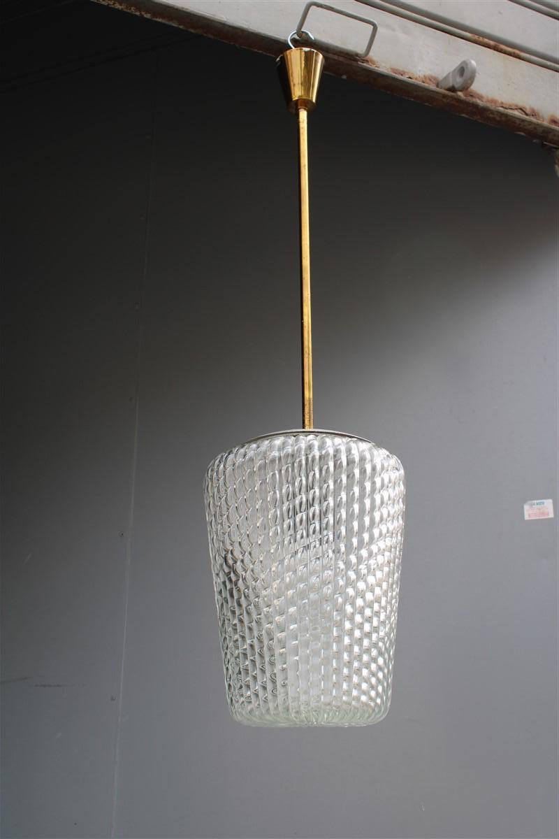 Ceiling Lamp Mid-century Seguso Lantern Murano Glass and Brass 1940s  For Sale 5