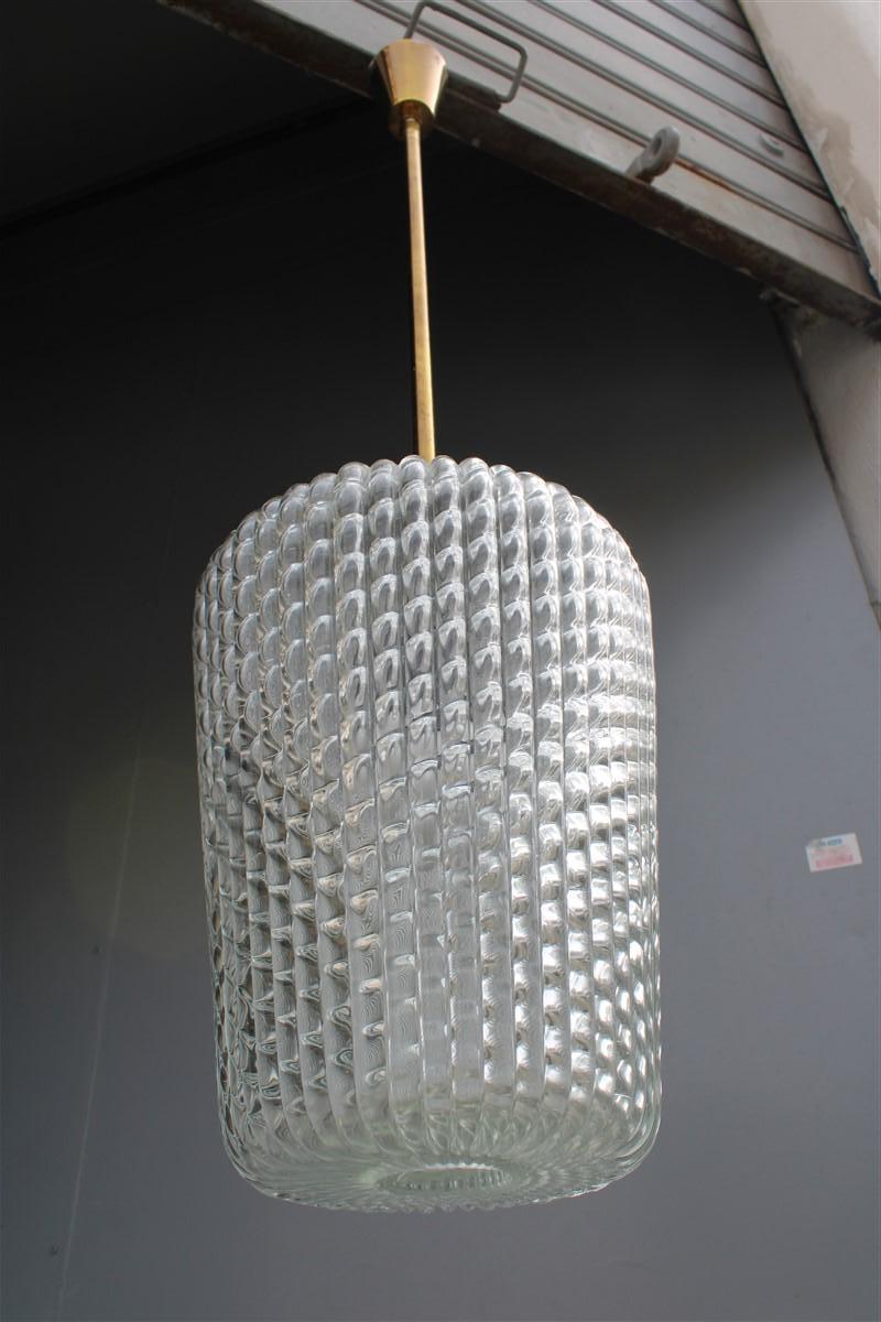 Lanterne Seguso en verre de Murano et laiton du milieu du siècle 1940 