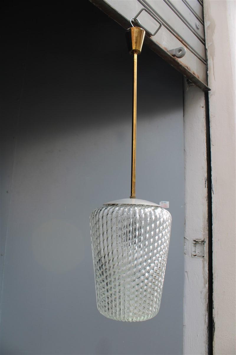 Ceiling Lamp Mid-century Seguso Lantern Murano Glass and Brass 1940s  For Sale 3