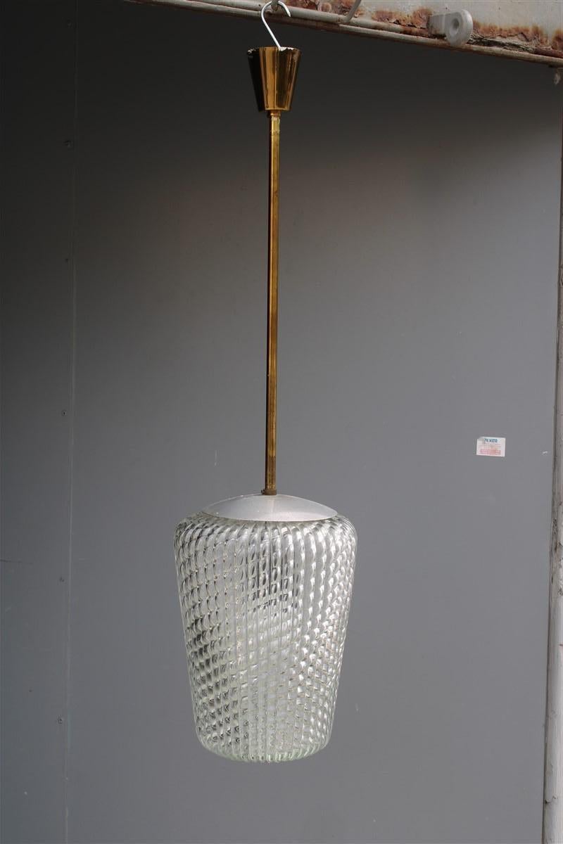 Ceiling Lamp Mid-century Seguso Lantern Murano Glass and Brass 1940s  For Sale 4