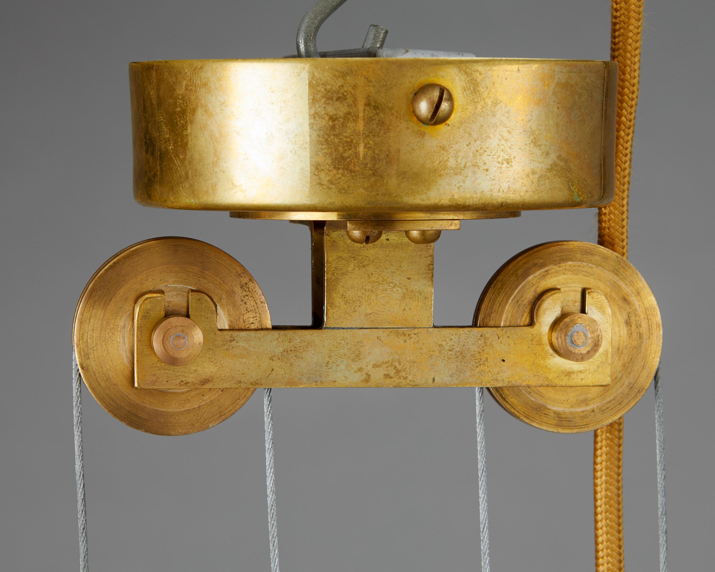 Brass Ceiling Lamp Model ’10166’ Designed by Paavo Tynell for Taito Oy, Finland, 1950