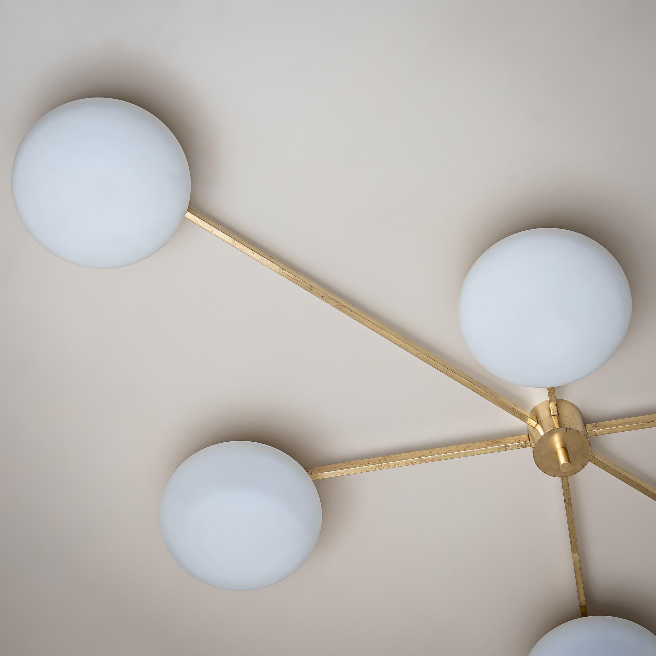 Brass Ceiling Lamp Model “6 Lune” by Angelo Lelli (1911–1979), Edition Arredoluce For Sale