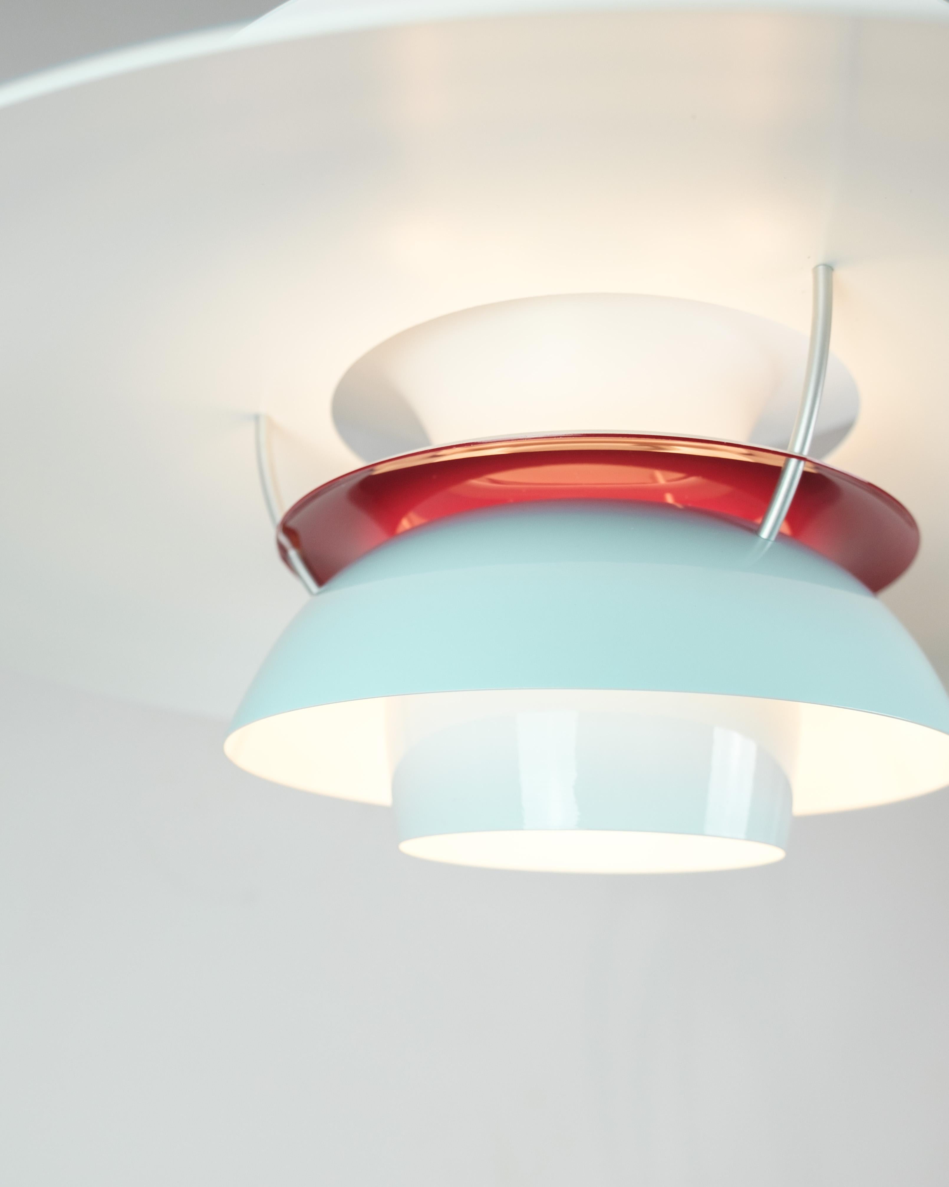 Contemporary Ceiling Lamp Model PH5 In Baby Blue By Poul Henningsen Made By Louis Poulsen For Sale