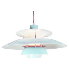 Ceiling Lamp Model PH5 In Baby Blue By Poul Henningsen Made By Louis Poulsen