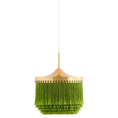 Ceiling Lamp, Model T-601/M, in Silk and Brass by Hans-Agne Jakobsson, 1965