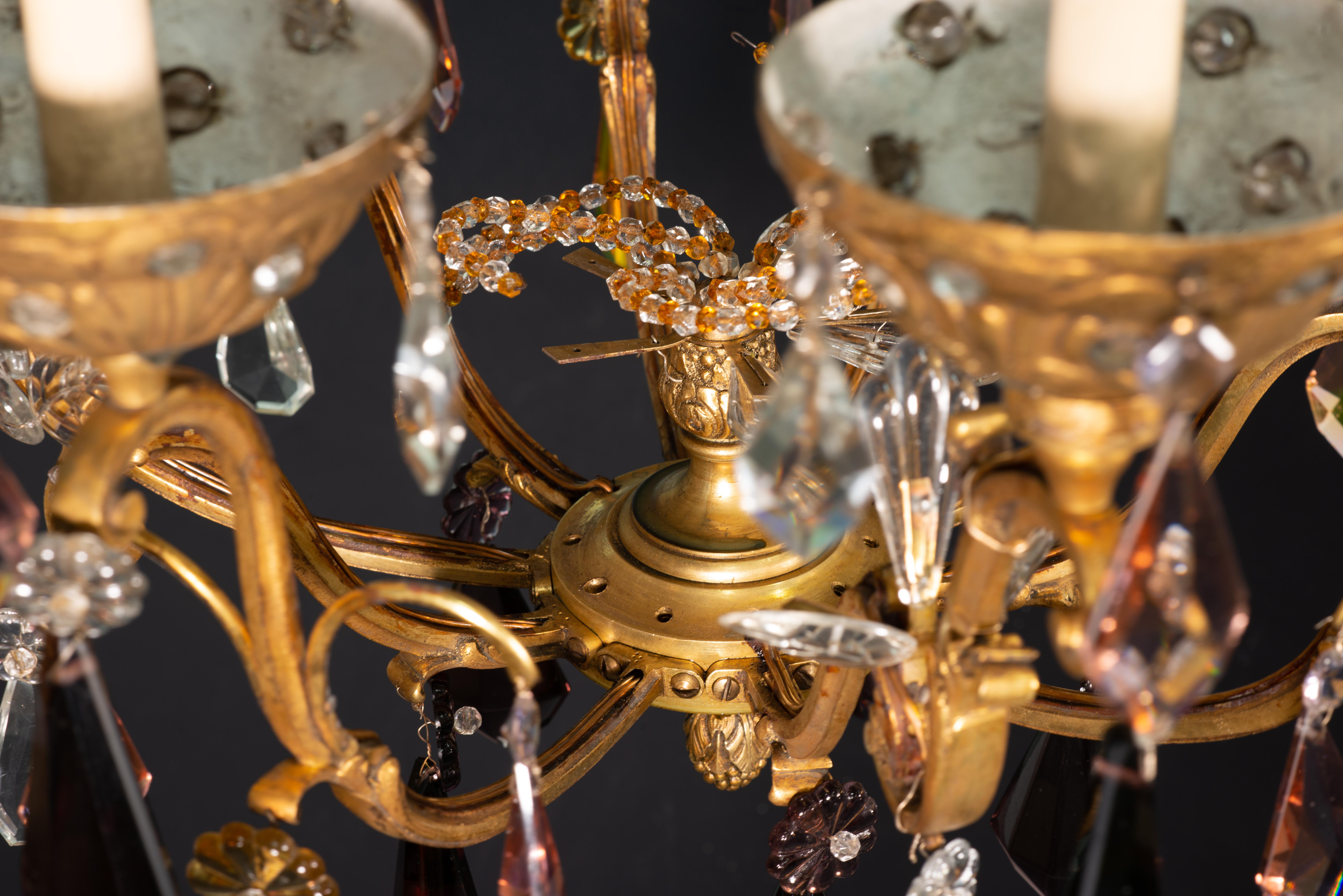 Ceiling lamp or chandelier. Bronze, glass. 20th century. In condizioni discrete in vendita a Madrid, ES