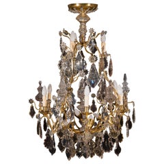 Ceiling lamp or chandelier; fifteen lights. Bronze, glass. 19th century. Ceiling lamp or chandelier; fifteen lights. Bronze, glass. 19th century.