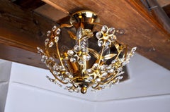 Lampada da soffitto Oscar Torlasco per Stilkronen, Vetro tagliato, Italia, 1980