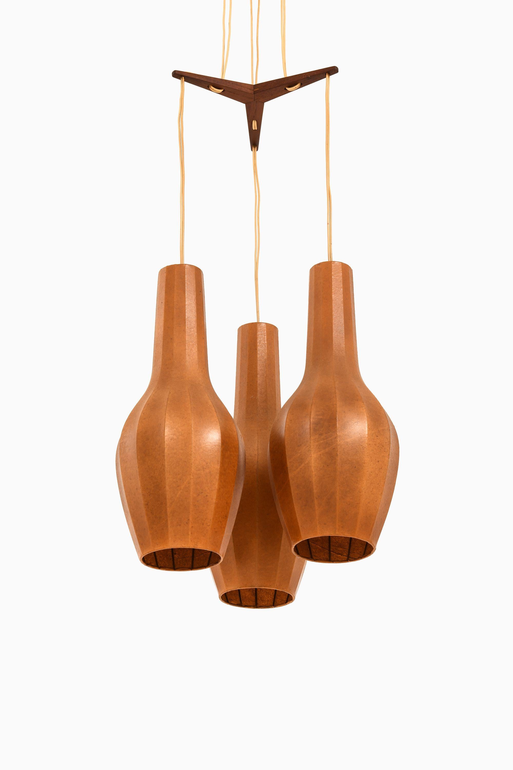 Ceiling Lamp in Teak and Original Lamp Shades by Hans Bergström, 1950's

Additional Information:
Material: Teak and original lamp shades
Style: Mid century, Scandinavian
Produced by Ateljé Lyktan in Åhus, Sweden
Dimensions (W x D x H): 32 x 32 x 145