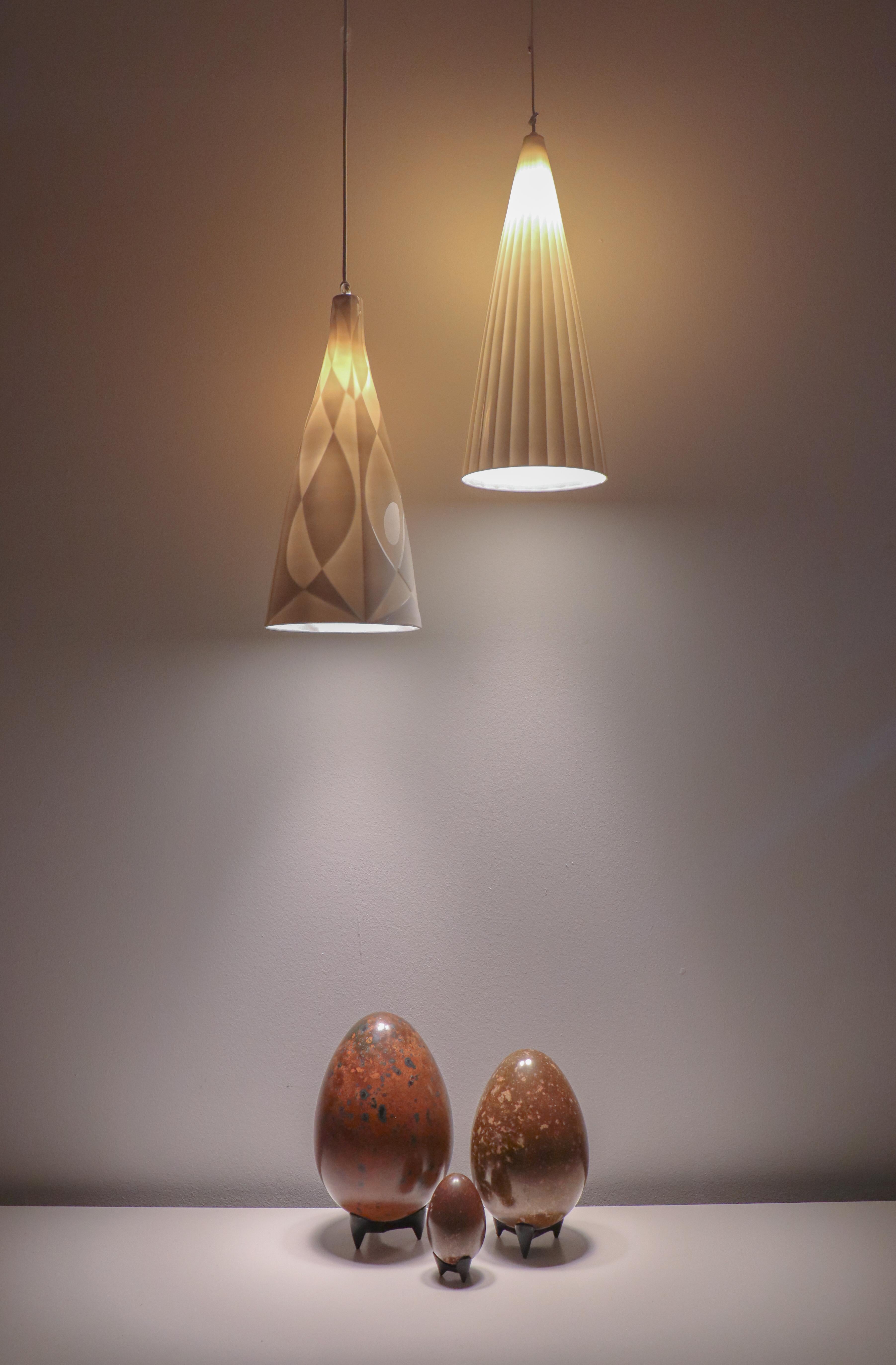 Ceiling Lamp / Pendant - Porcelain Cone - Carl-Harry Stålhane Rörstrand 1950s For Sale 5