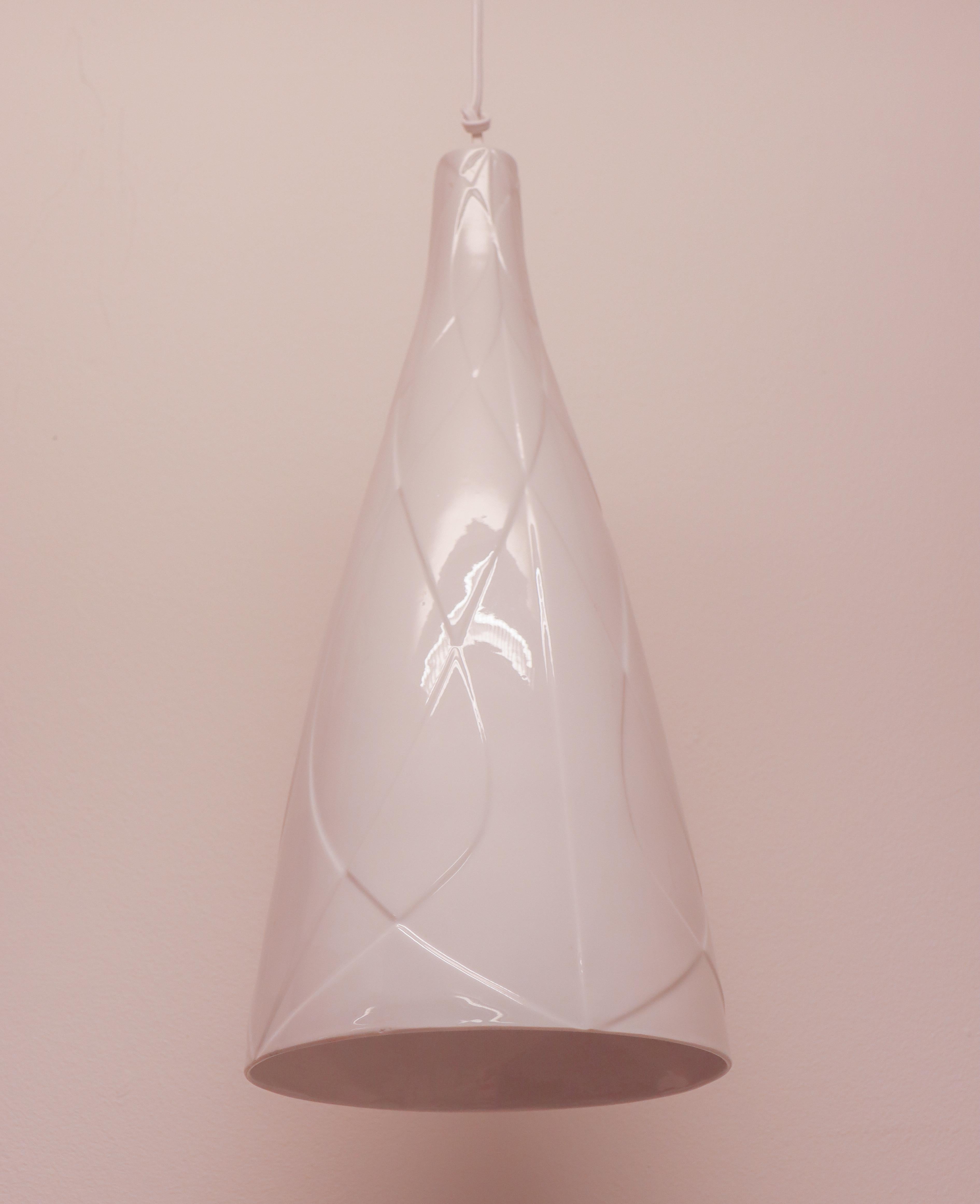 Ceiling Lamp / Pendant - Porcelain Cone - Carl-Harry Stålhane Rörstrand 1950s In Excellent Condition For Sale In Stockholm, SE