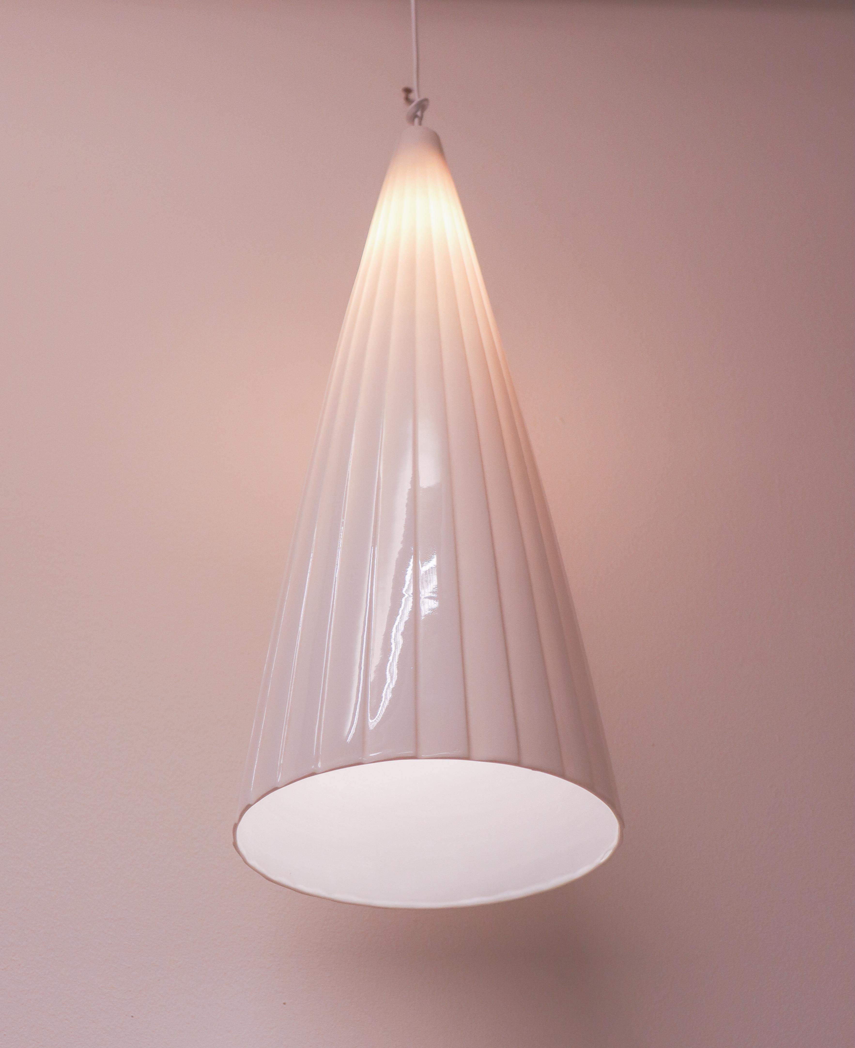 Swedish Ceiling Lamp / Pendant - Porcelain Cone - Carl-Harry Stålhane Rörstrand 1950s