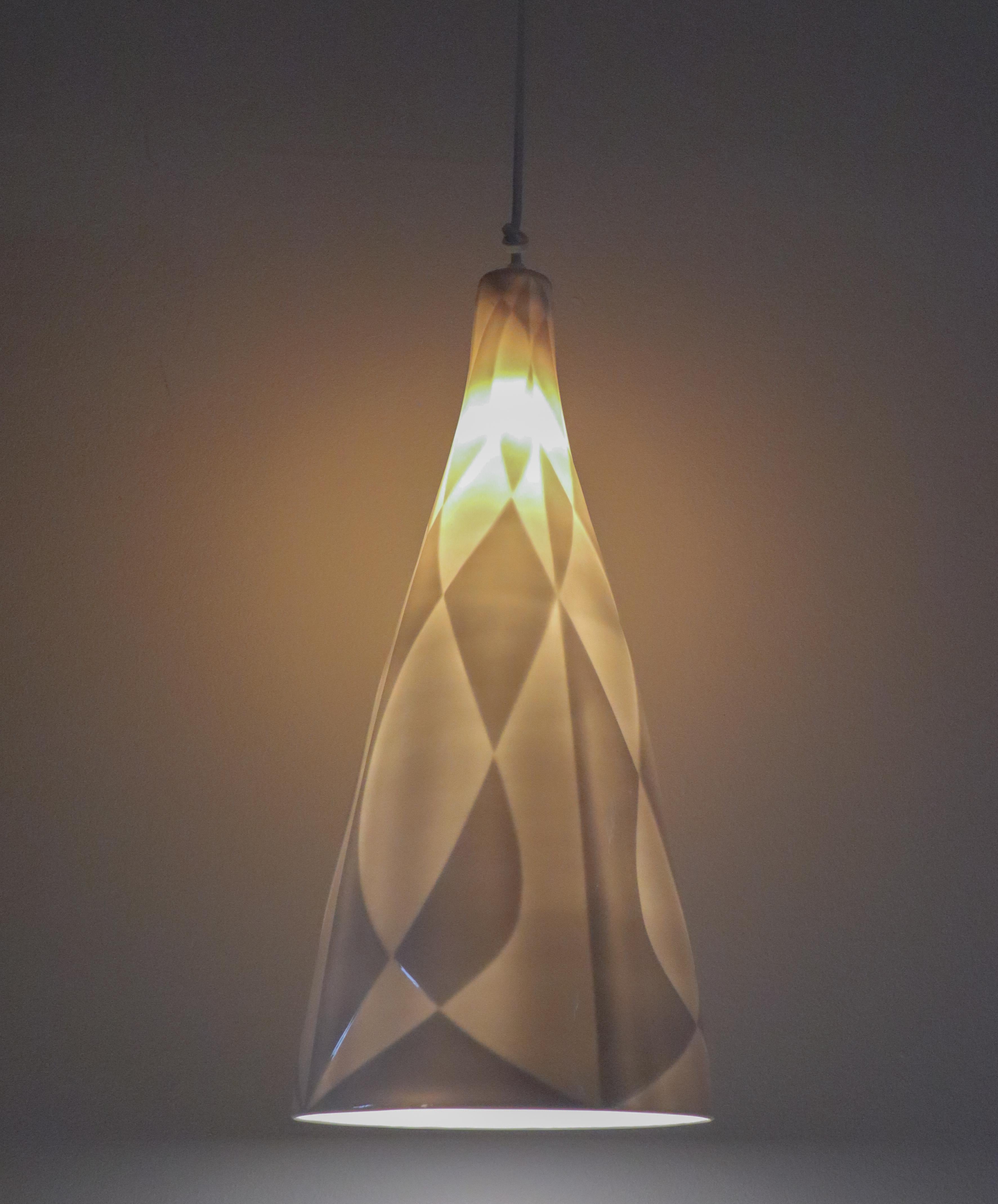 Mid-Century Modern Ceiling Lamp / Pendant - Porcelain Cone - Carl-Harry Stålhane Rörstrand 1950s For Sale
