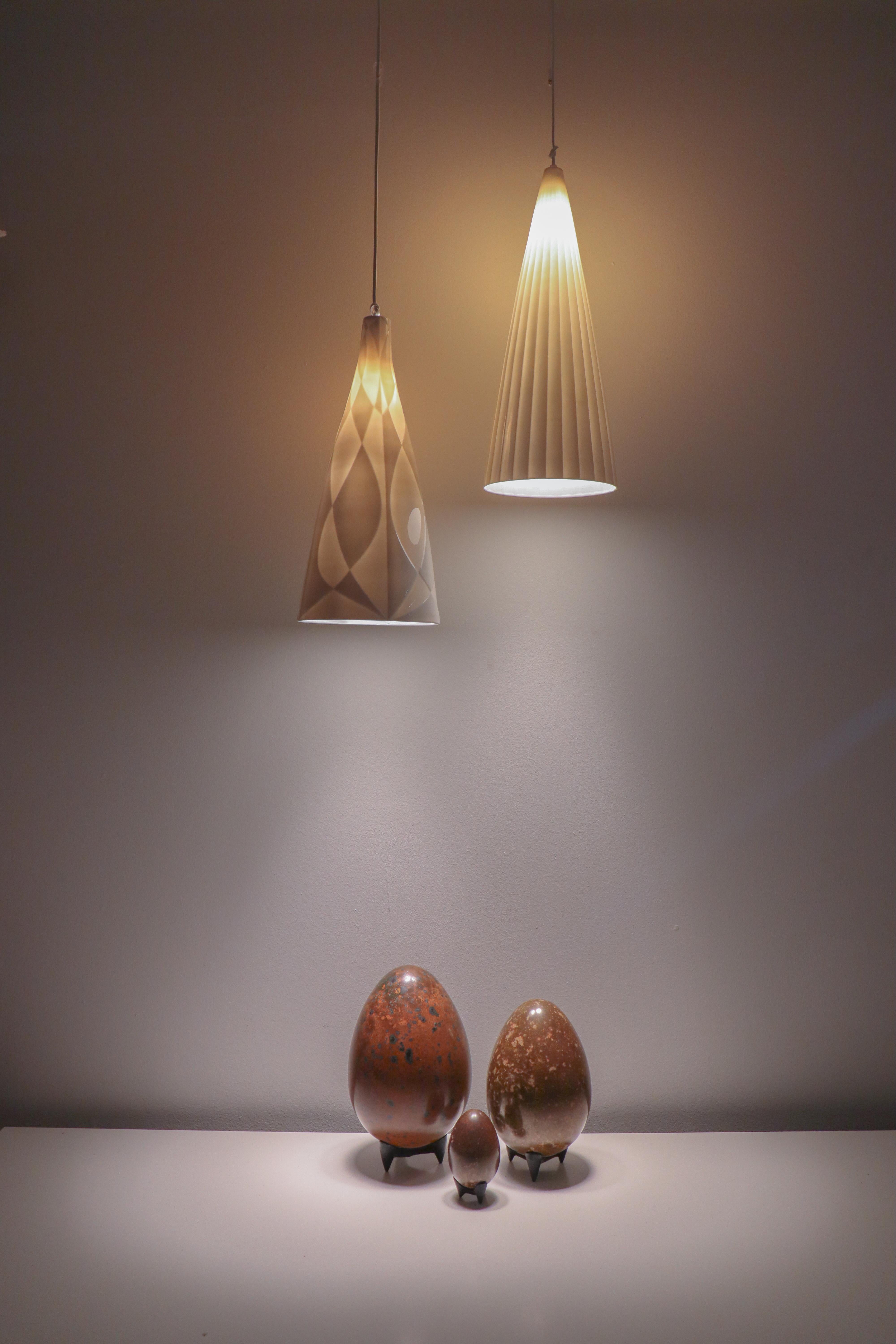 Ceiling Lamp / Pendant - Porcelain Cone - Carl-Harry Stålhane Rörstrand 1950s For Sale 1