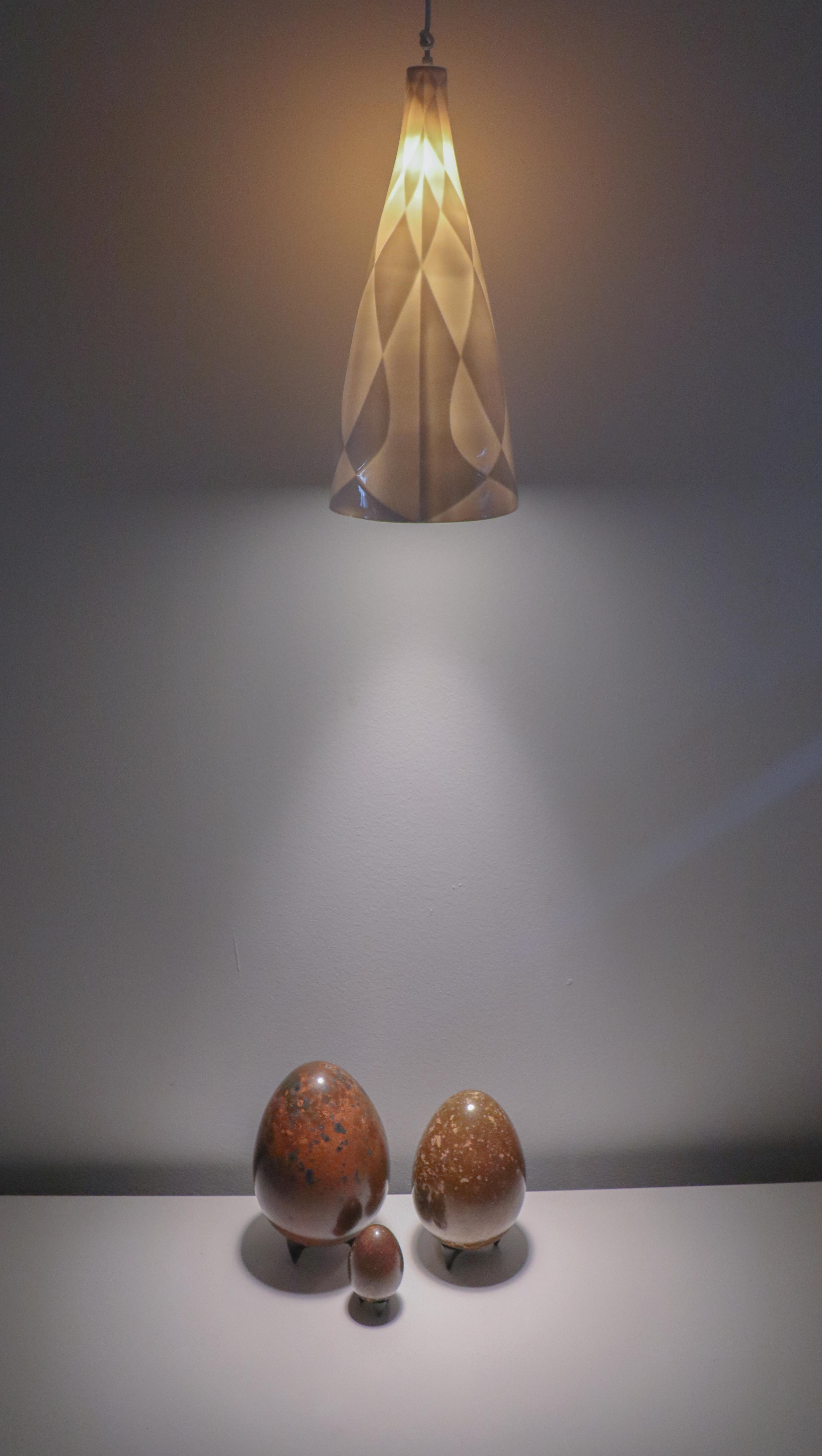 Ceiling Lamp / Pendant - Porcelain Cone - Carl-Harry Stålhane Rörstrand 1950s For Sale 3