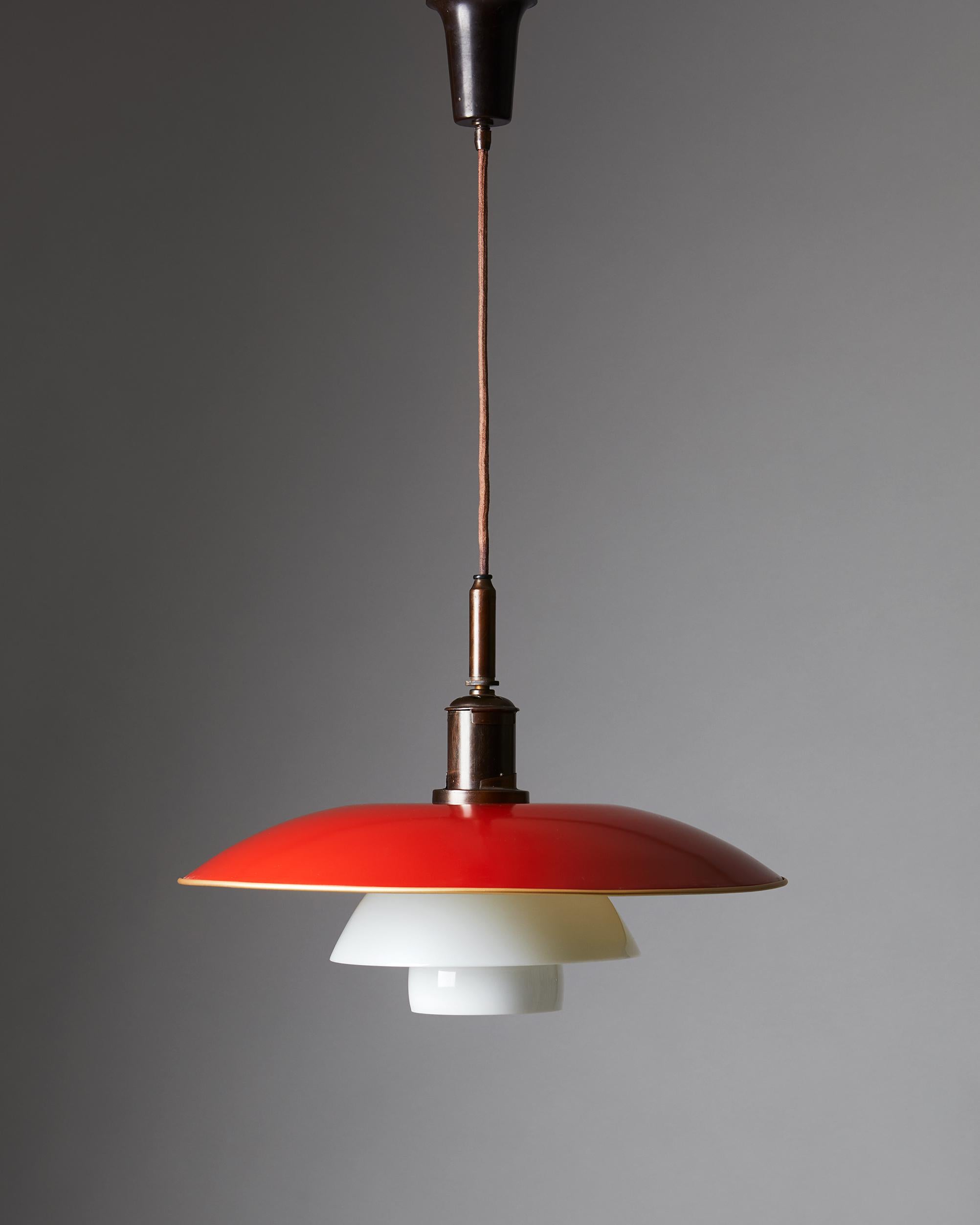 Ceiling lamp PH 5/4 designed by Poul Henningsen for Louis Poulsen, Denmark, 1930s.

  