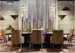 Ceiling Lamp Realised with Pyrex Glass Elements in Amber or Smoked Finish Mosaic