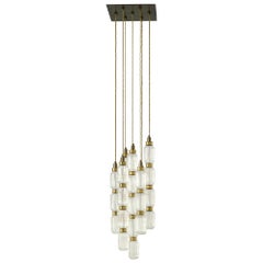Lampada da soffitto realizzata con elementi in vetro Pyrex con finitura ambra o fumé a mosaico