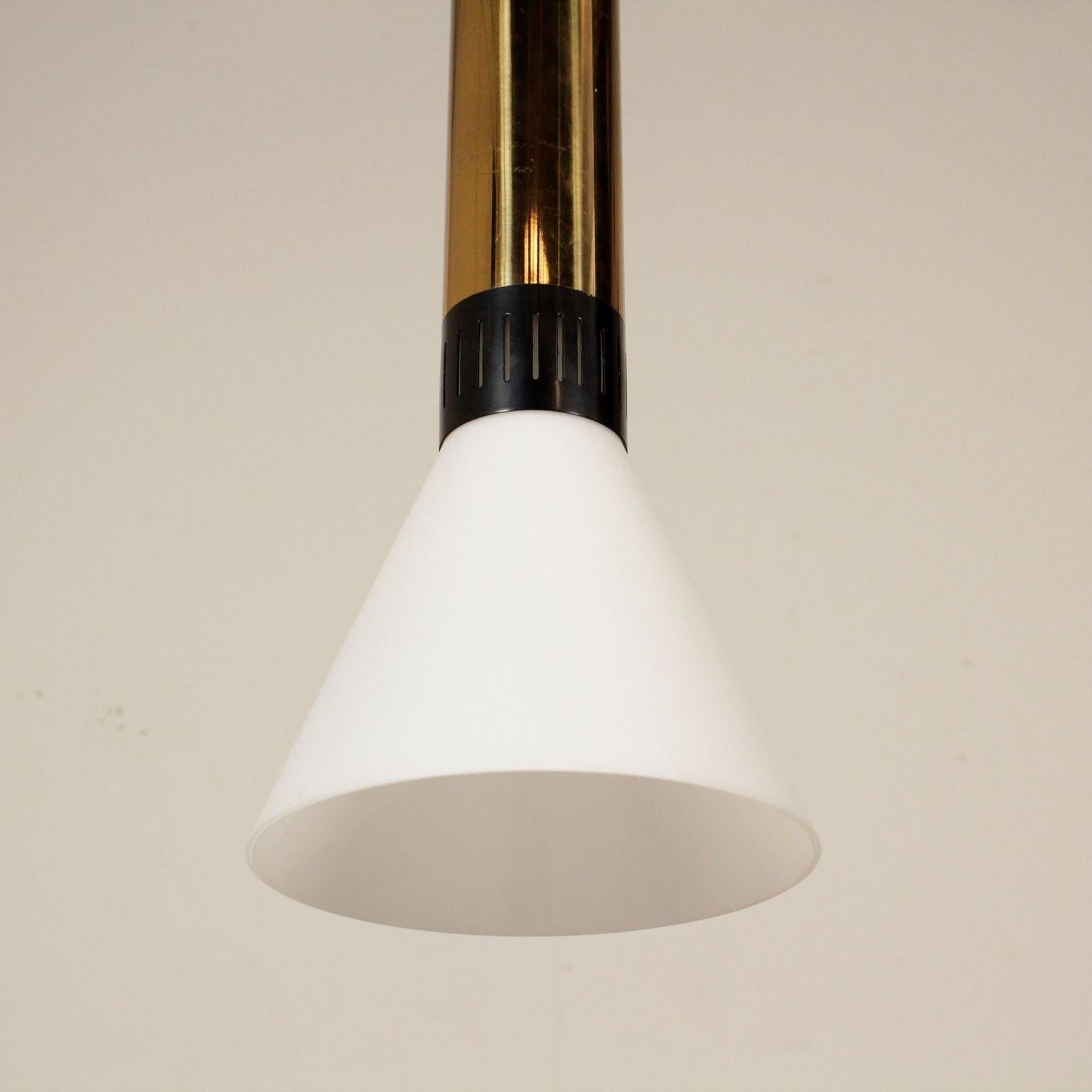 Mid-Century Modern Ceiling Lamp Stilnovo Aluminium Brass Vintage, Italy, 1960s