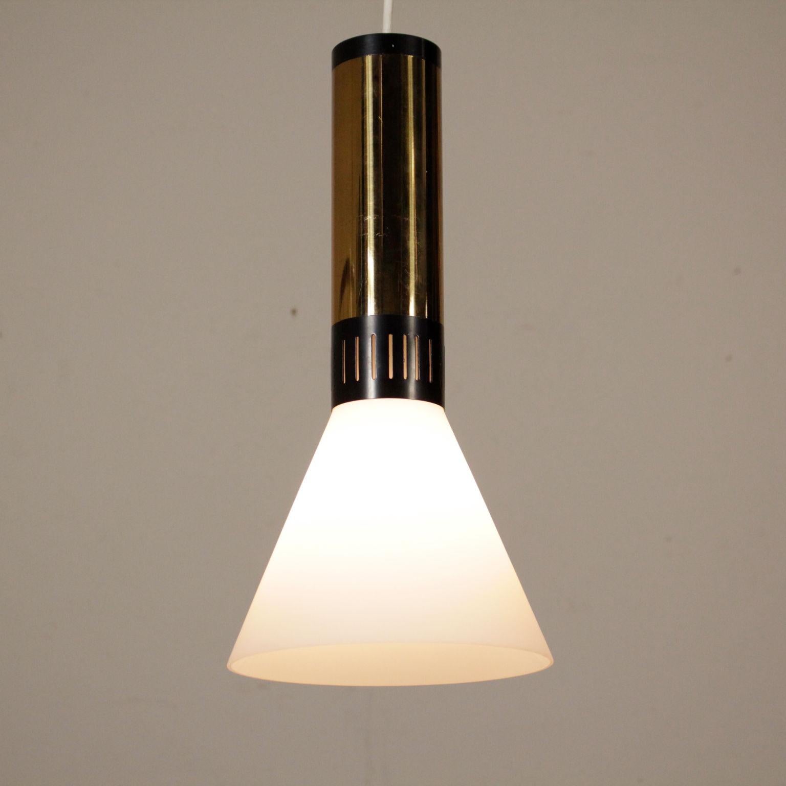 Italian Ceiling Lamp Stilnovo Aluminium Brass Vintage, Italy, 1960s