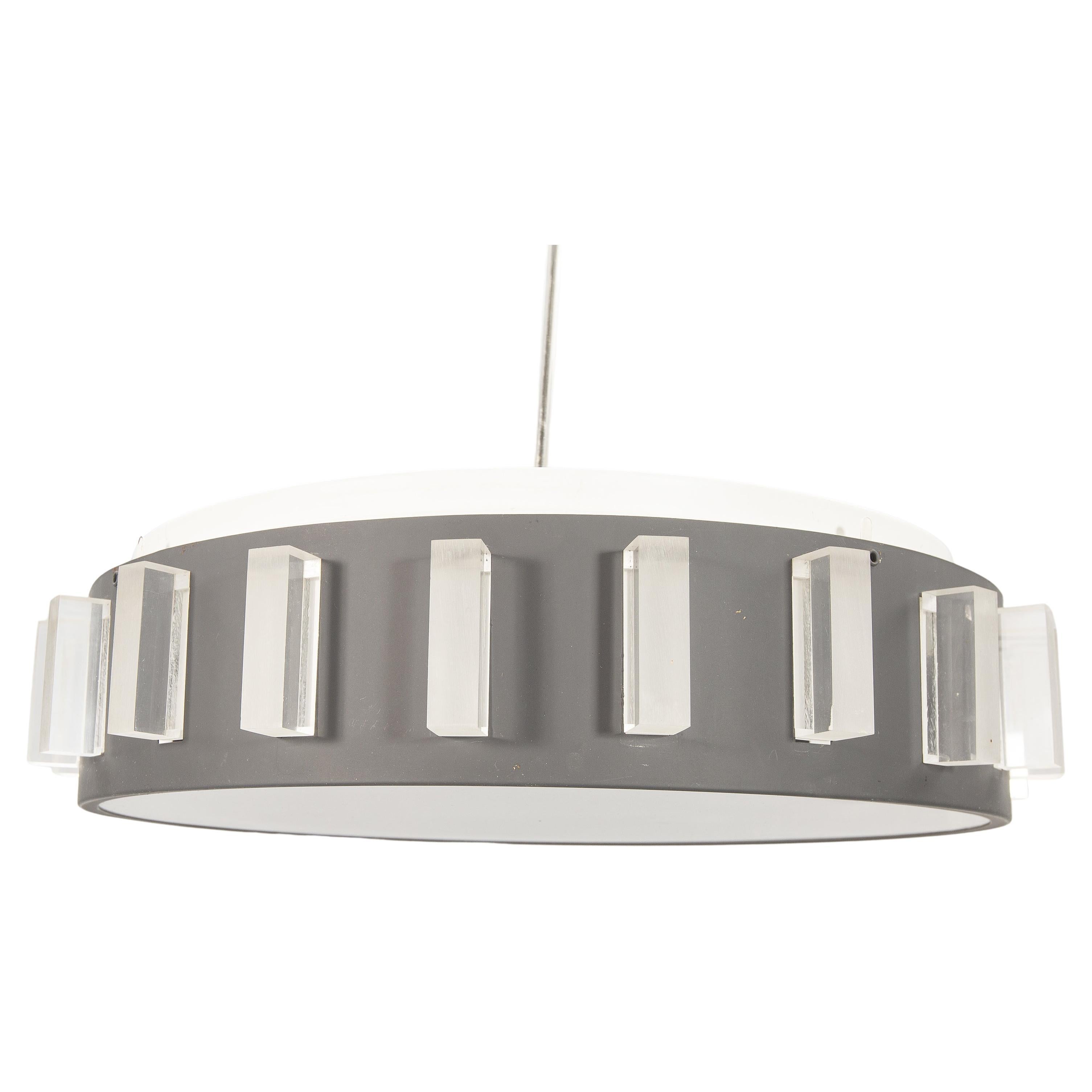 Ceiling Lamp Metal and Plexiglass Anonymous Sweden 1970 