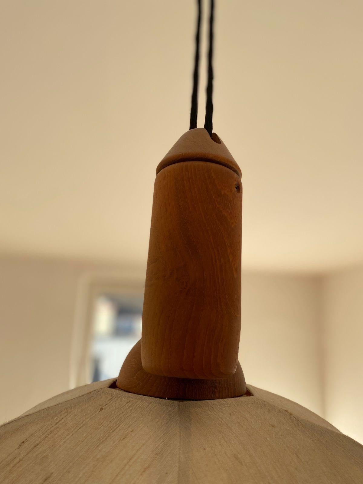 Teak Ceiling lamp teak Domus counterweight vintage lamp 60s