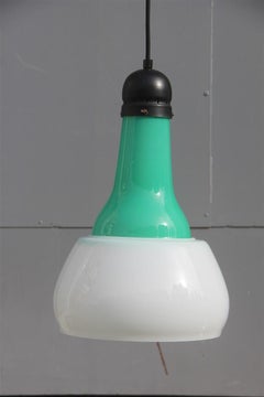 Ceiling Lamp Vistosi Design Midcentury Green White Black Italian Design, 1950