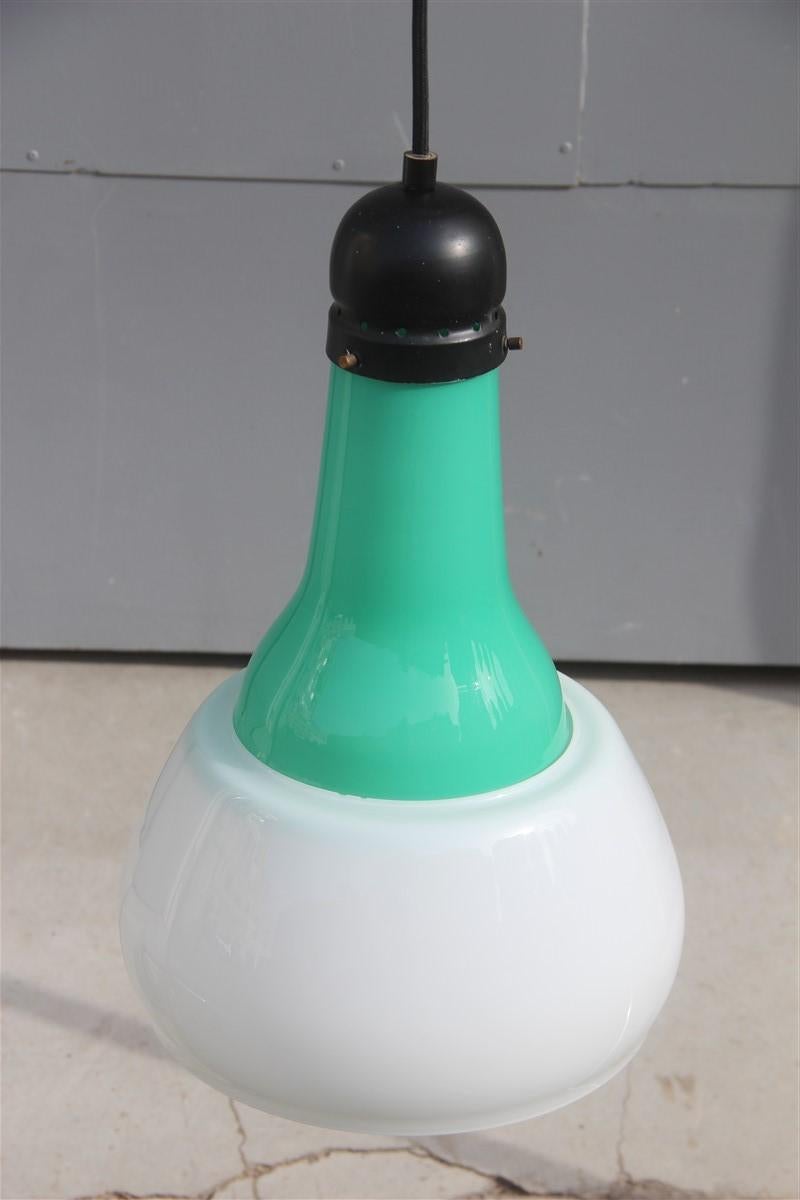 Ceiling Lamp Vistosi Design Midcentury Green White Black Italian Design, 1950 For Sale 3