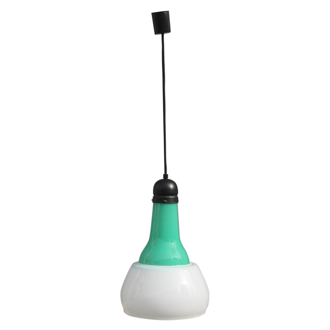 Ceiling Lamp Vistosi Design Midcentury Green White Black Italian Design, 1950 For Sale