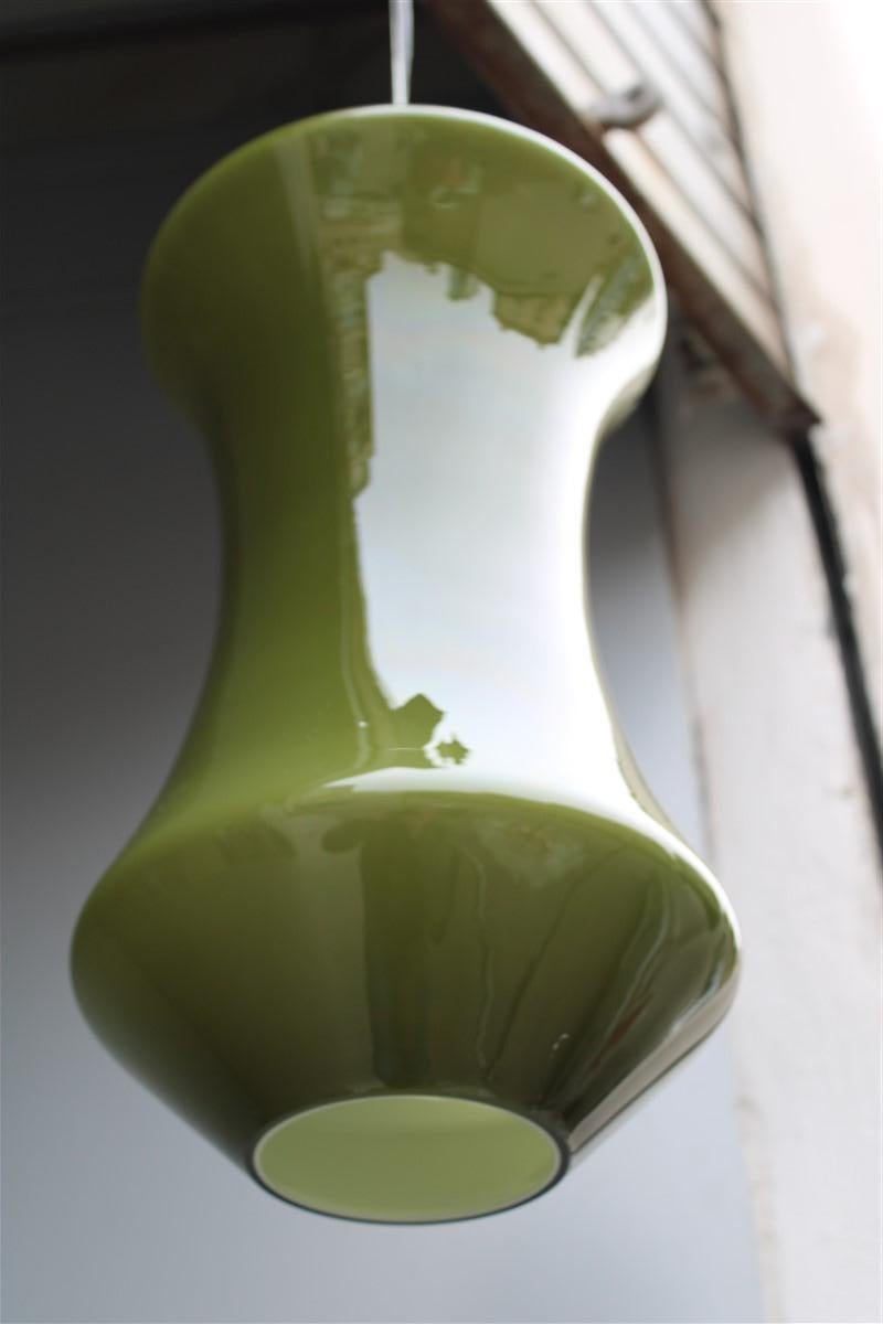 Murano Glass Ceiling Lamp Vistosi Mid-century Italian design Green Clessidra 1950s  For Sale