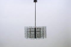 Ceiling Lamp with 12 Textured Glass Shades, Kaiser Leuchten Germany, 1960s
