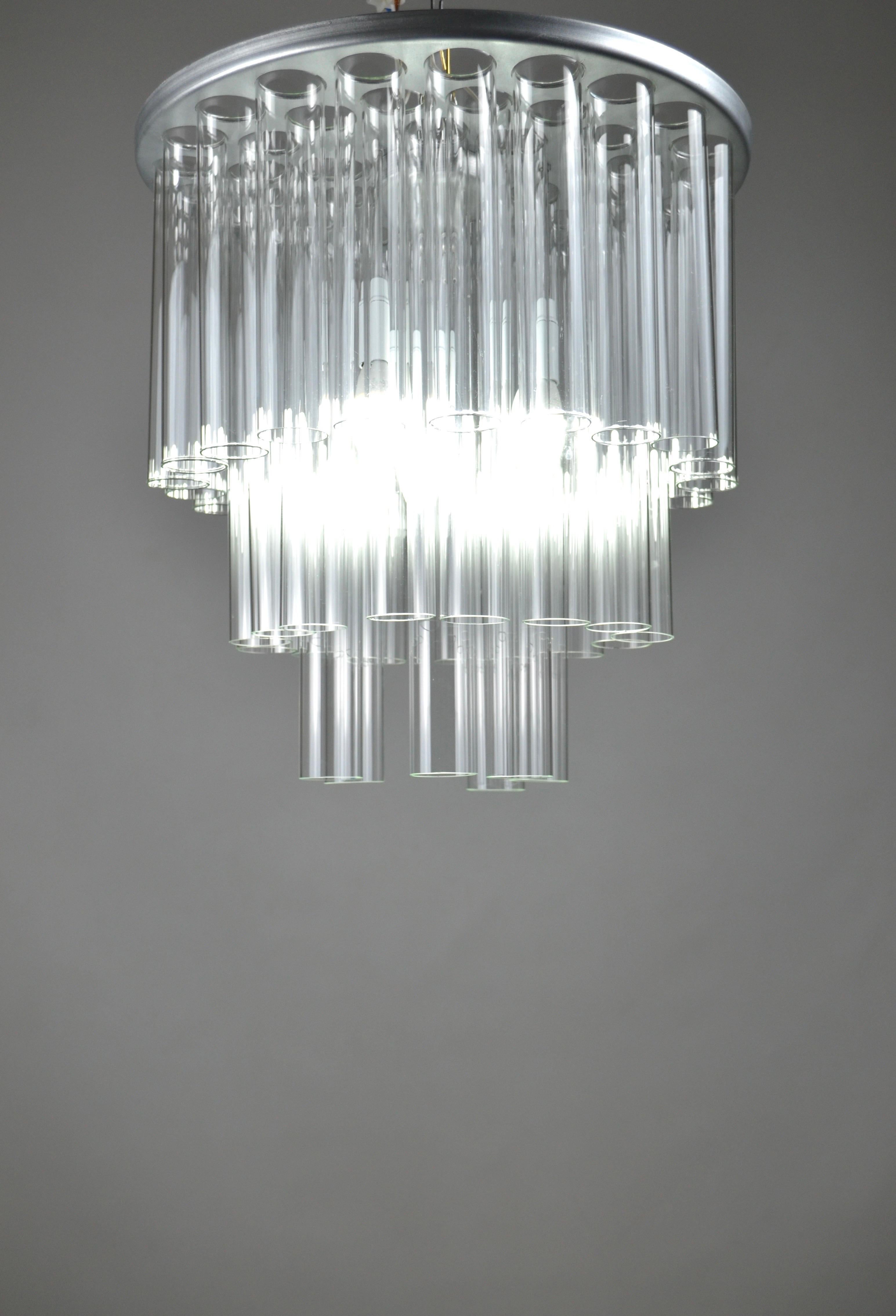 Ceiling Lamp with 42 Glass Tubes by A. Da Piedade, 1980s In Good Condition In Marinha Grande, PT