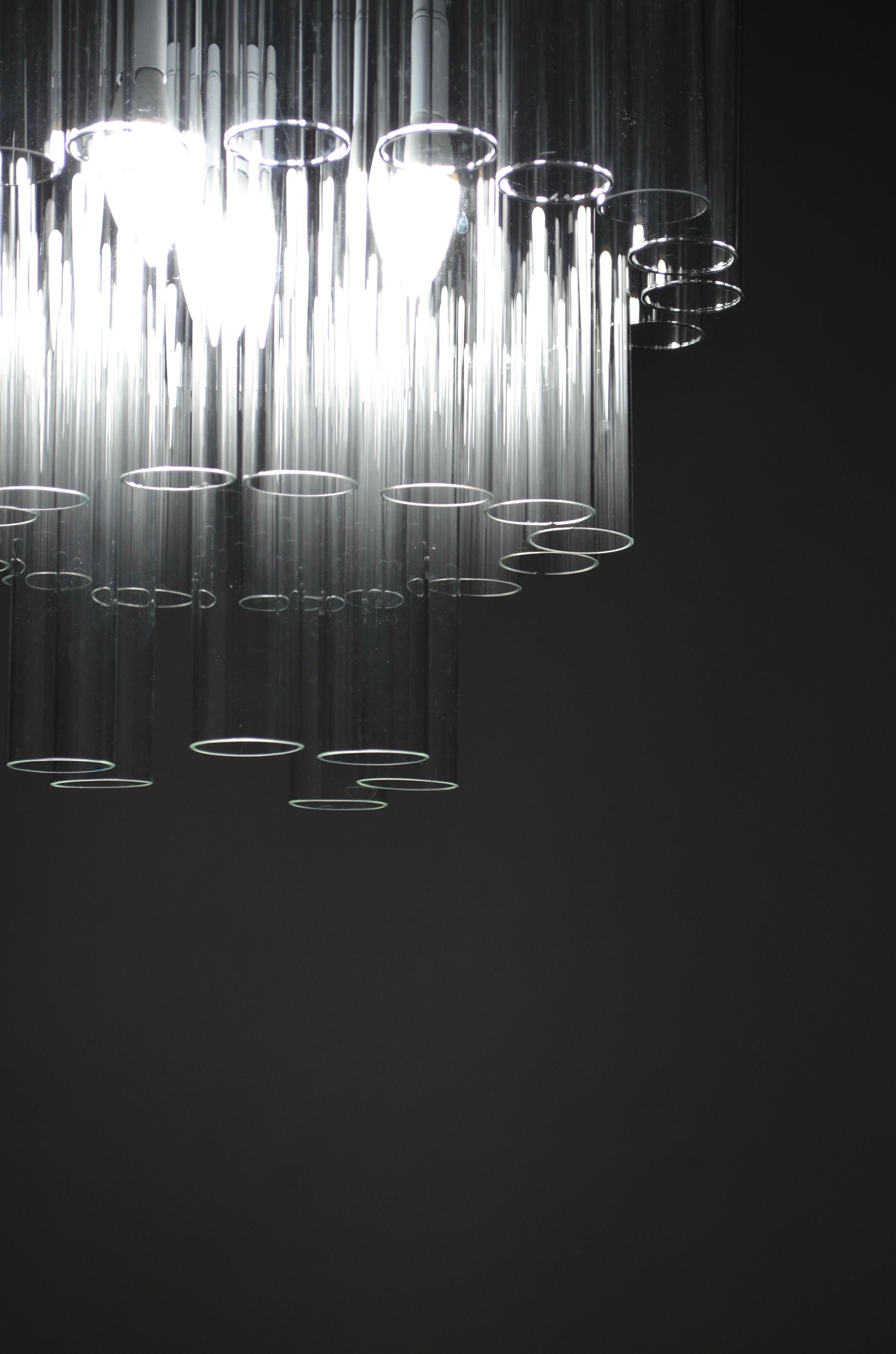 Ceiling Lamp with 42 Glass Tubes by A. Da Piedade, 1980s 1