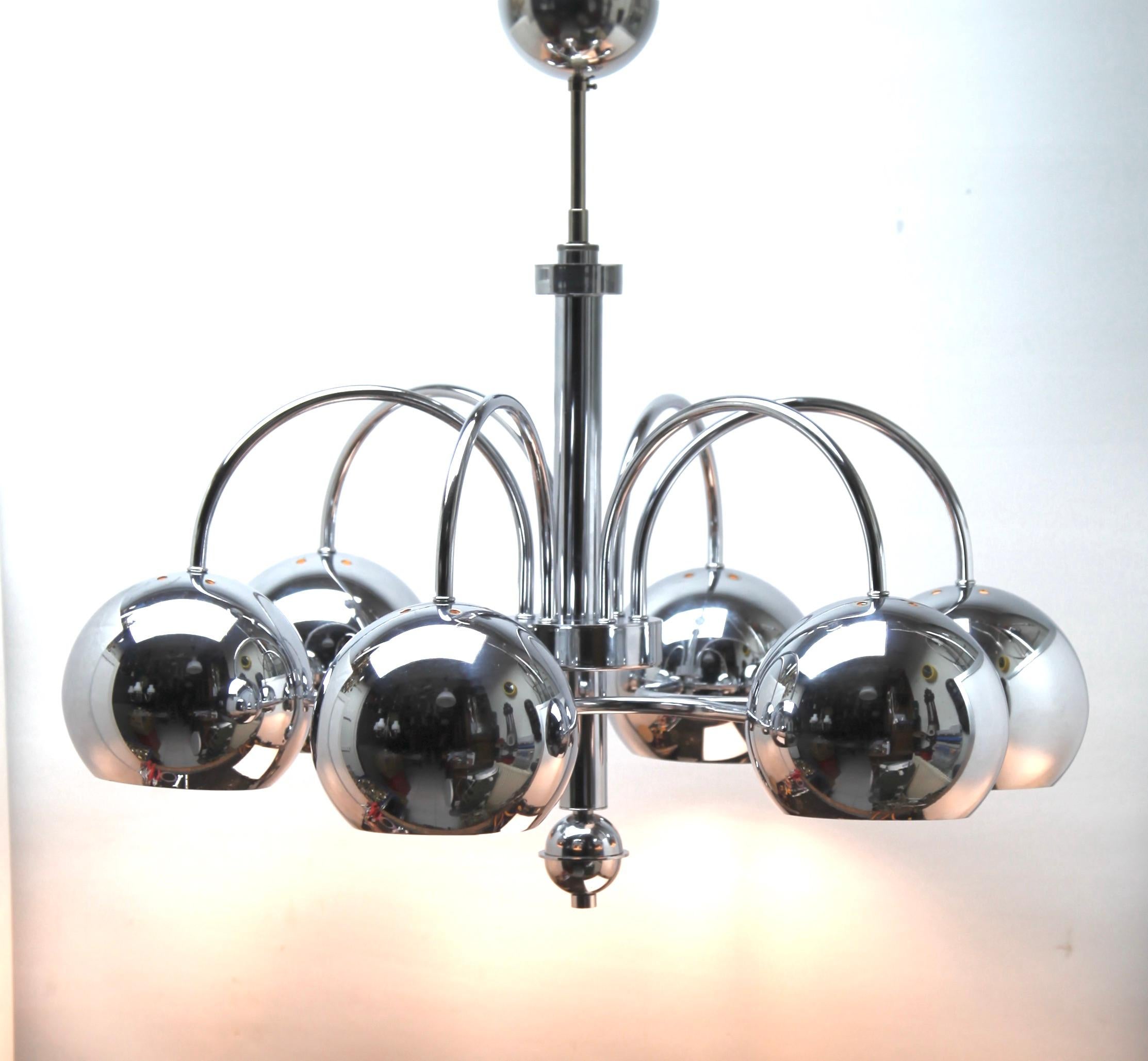 Machine-Made Ceiling Lamp with 6 Eyeball Lights Goffredo Reggiani, 1960s For Sale