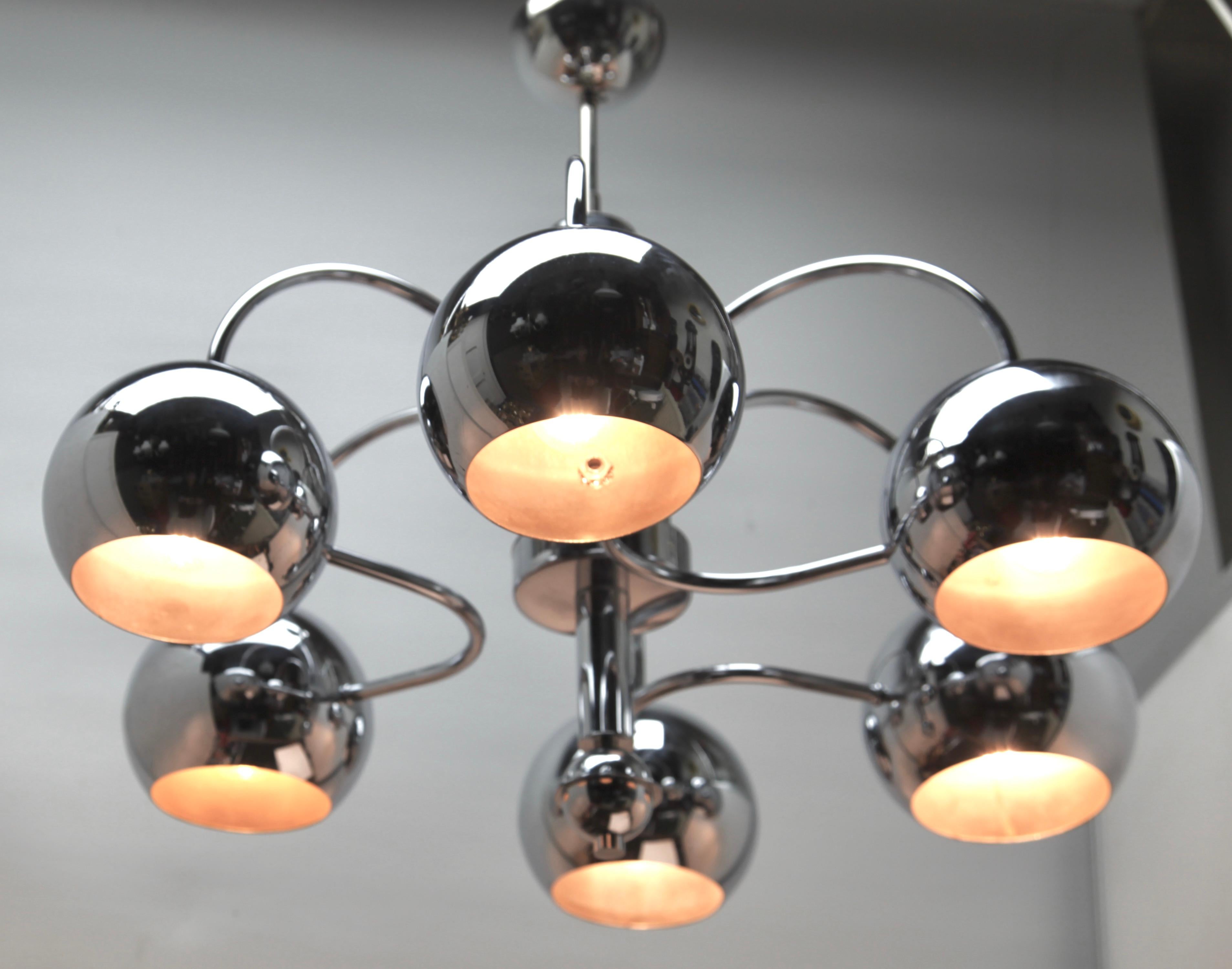 Mid-20th Century Ceiling Lamp with 6 Eyeball Lights Goffredo Reggiani, 1960s For Sale