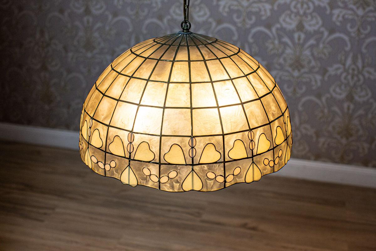 European Modern Ceiling Lamp with Beige Mother-of-Pearl Shade