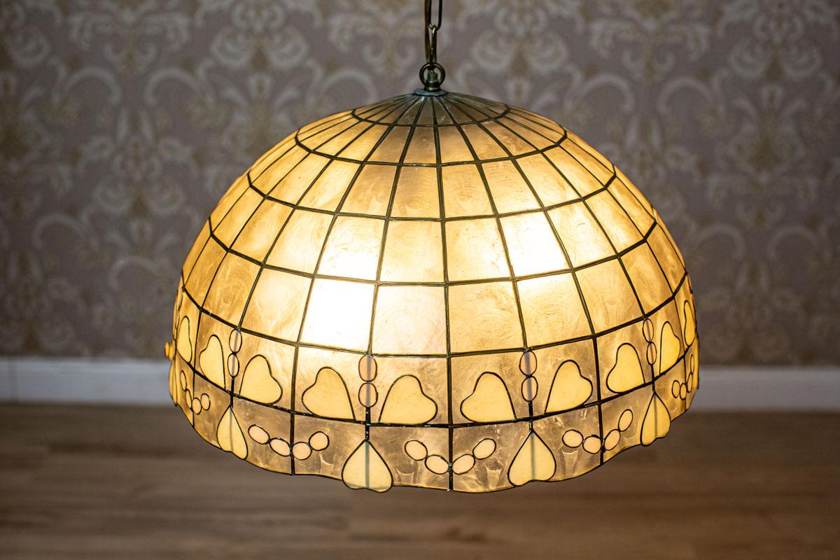 Modern Ceiling Lamp with Beige Mother-of-Pearl Shade In Good Condition In Opole, PL