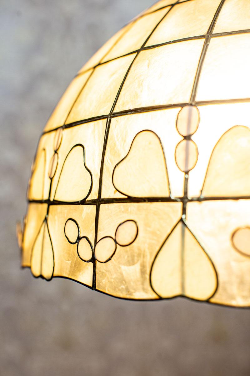 Modern Ceiling Lamp with Beige Mother-of-Pearl Shade 1