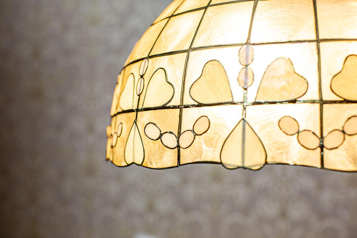 Late 20th Century Modern Ceiling Lamp with Beige Mother-of-Pearl Shade