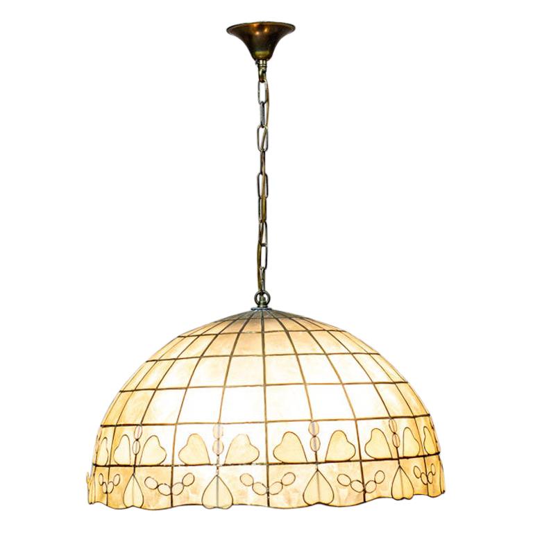 Modern Ceiling Lamp with Beige Mother-of-Pearl Shade